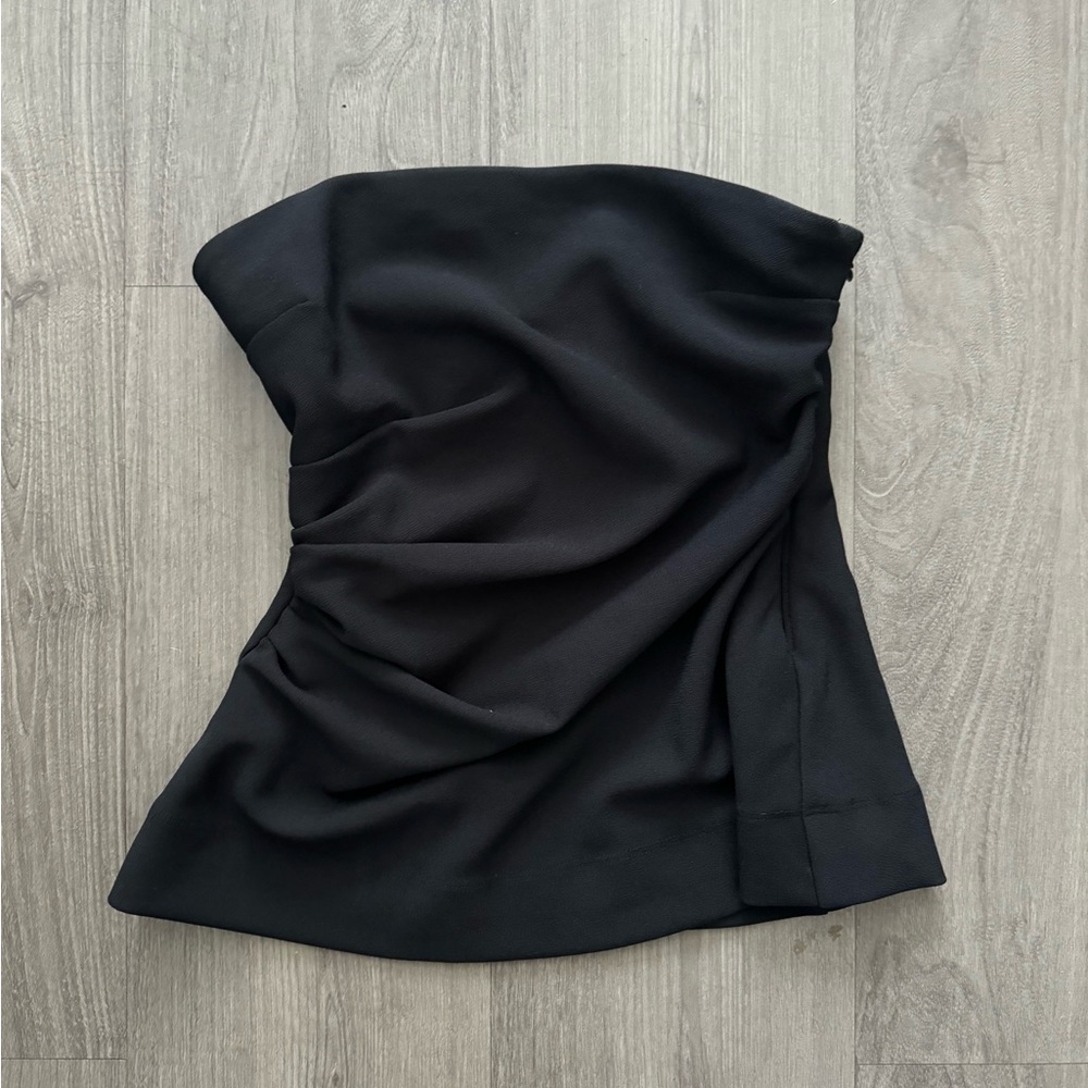 Abercrombie & Fitch Black Strapless Ruched Top